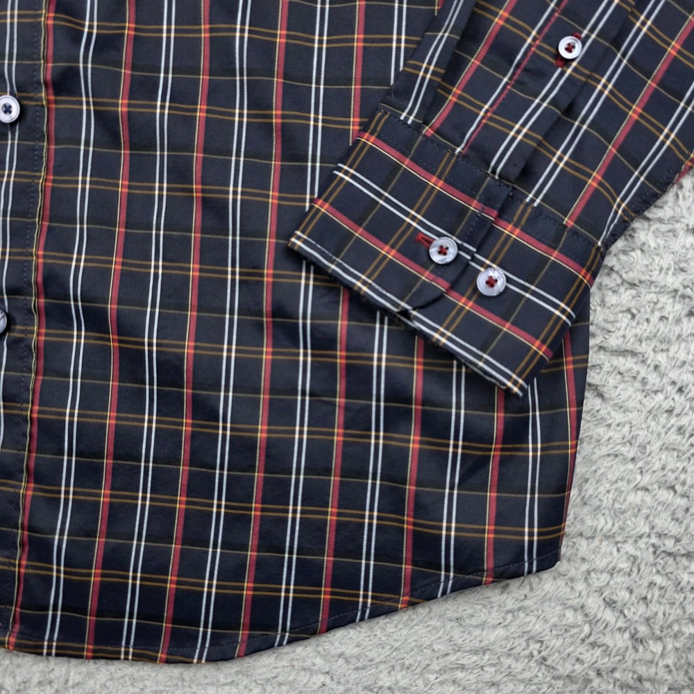 UNTUCKit Button Down Shirt Mens XL Navy Blue Valencay Plaid Slim Fit Long Sleeve - Picture 10 of 14